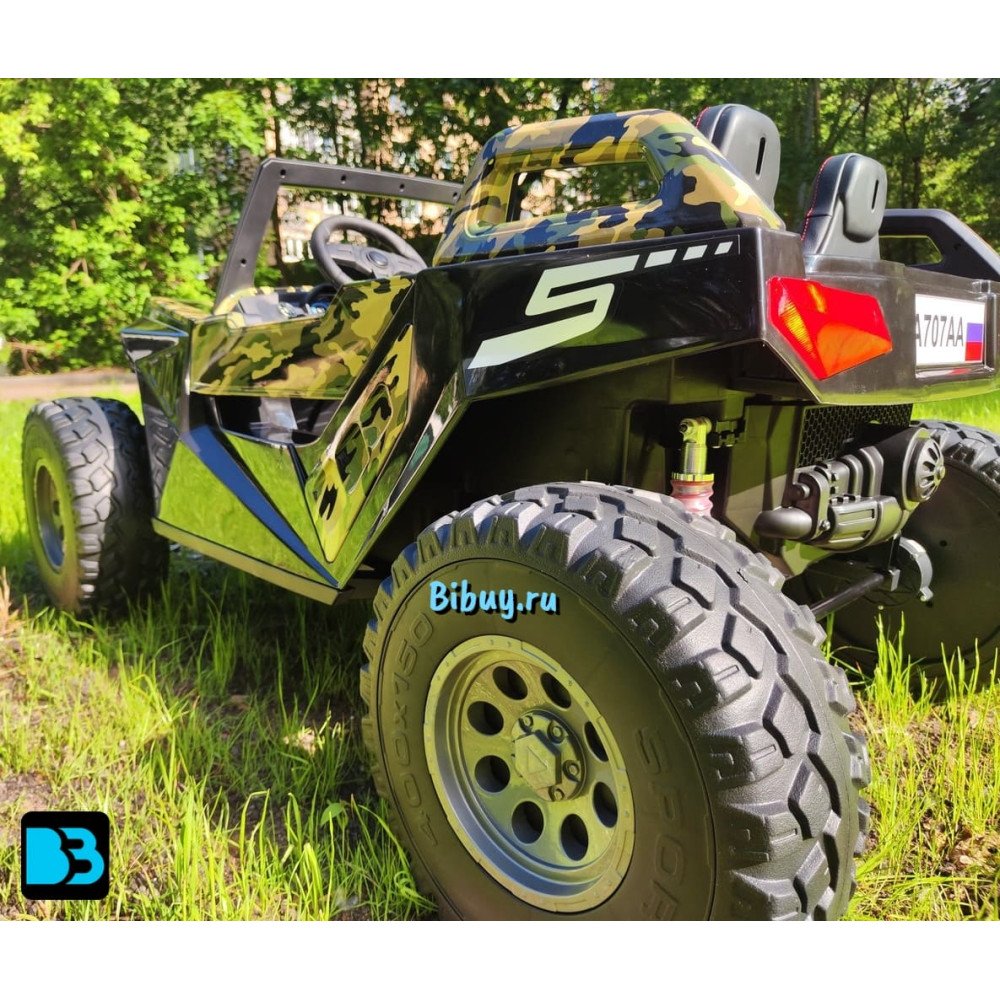 Детский электромобиль A707AA LUX 4WD зеленый камуфляж 
