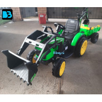 Детский электромобиль экскаватор-погрузчик A777MP зеленый