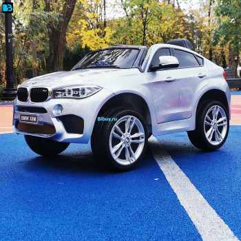 Детский электромобиль BMW X6M mini Серебро краска