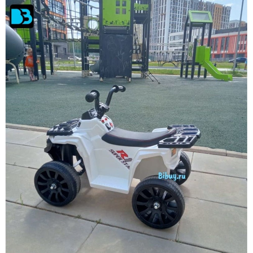 Детский квадроцикл R1 на резиновых колесах 6V - 3201-WHITE