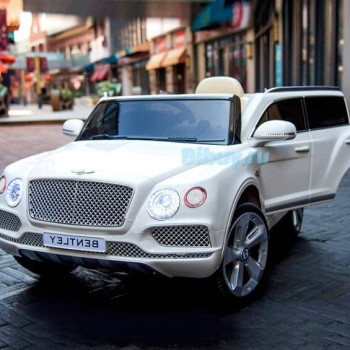 Электромобиль Bentley Bentayga Белый, резиновые колеса, с пультом
