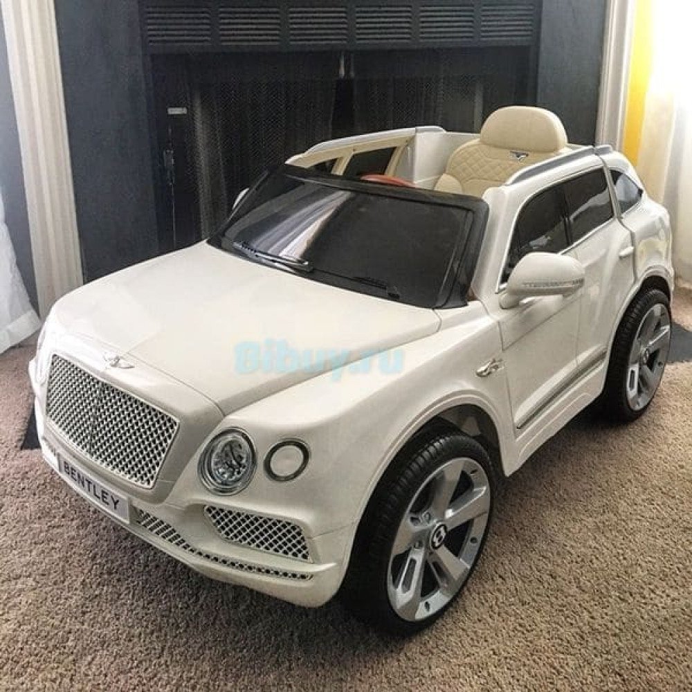 Электромобиль Bentley Bentayga Белый, резиновые колеса, с пультом