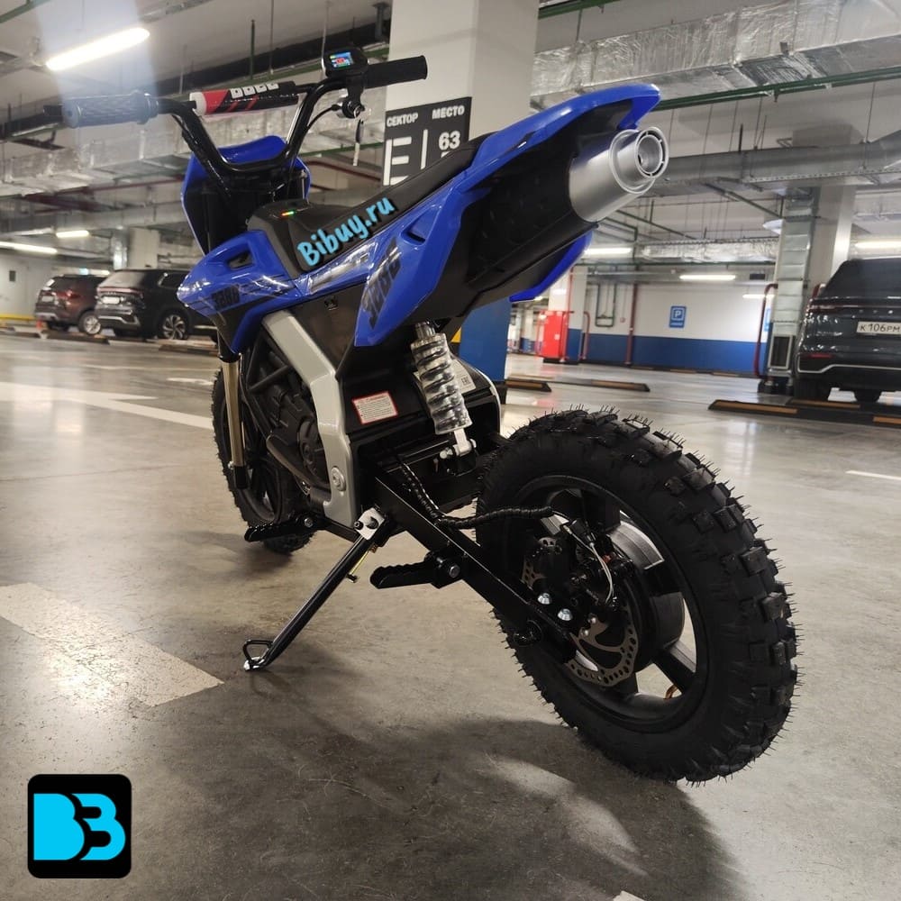 Детский скоростной мотоцикл E777KX синий, 18 км/ч, двухместный