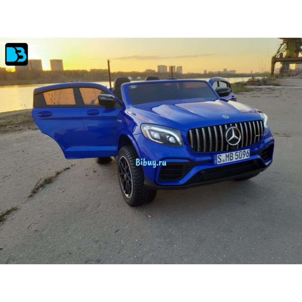 Детский электромобиль джип Mercedes Benz GLC 2.0 Синий краска, двухместный,  с пультом