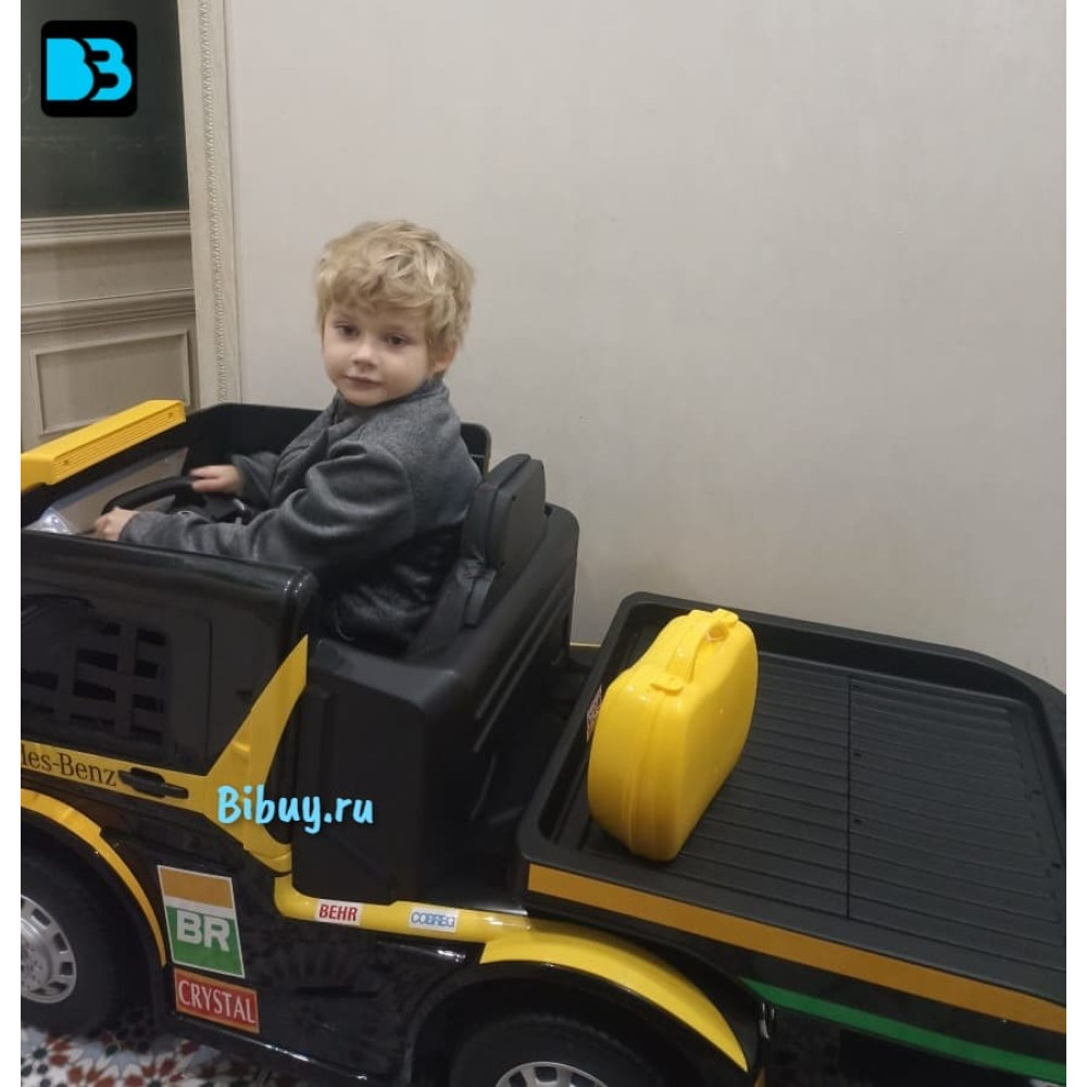 Детская машина фура Mercedes-Benz Axor с прицепом (H777HH) желтый, без крыши