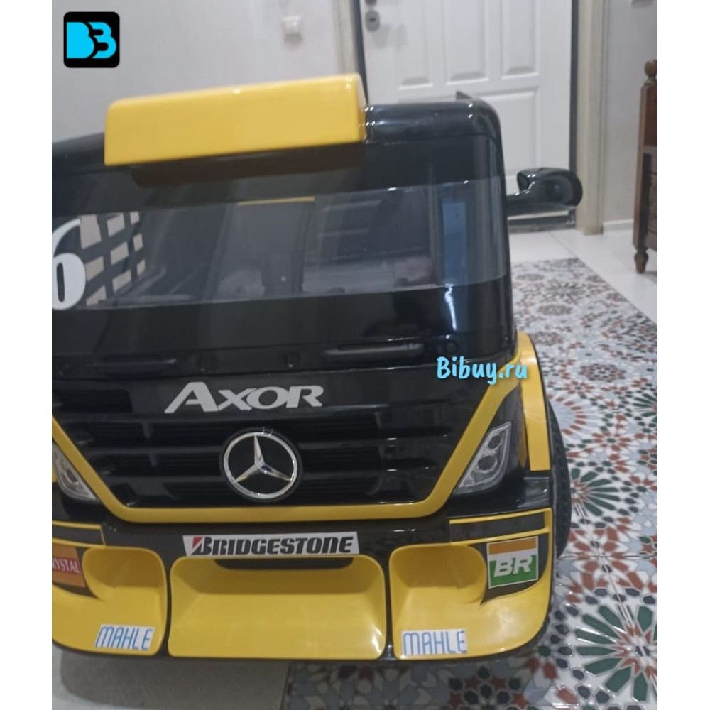 Детская машина фура Mercedes-Benz Axor с прицепом (H777HH) желтый, без крыши