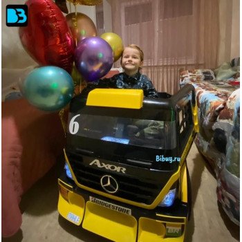Детская машина фура Mercedes-Benz Axor с прицепом (H777HH) желтый, без крыши