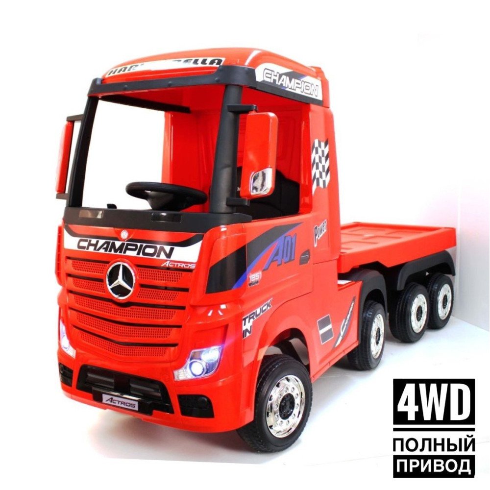 Детская машина фура Mercedes-Benz Actros 4WD с прицепом (HL358) красный