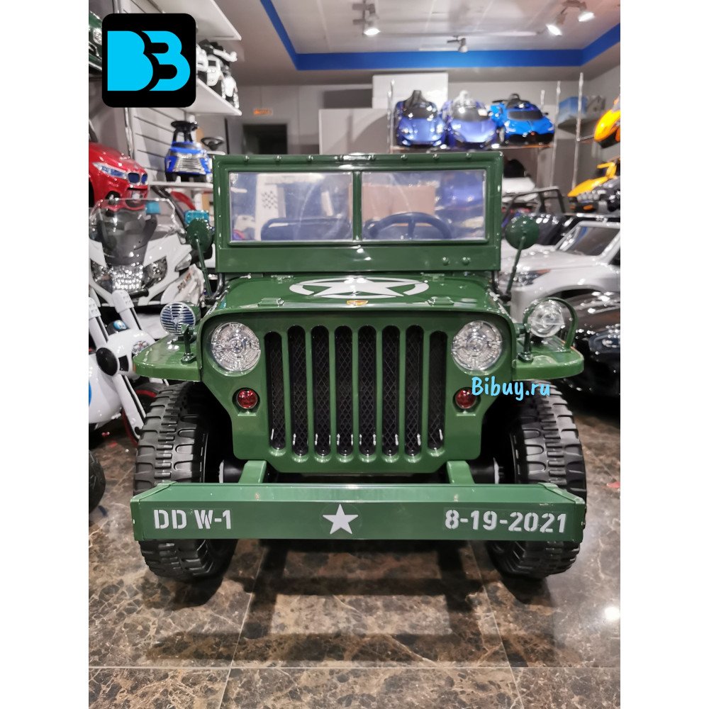 Детский электромобиль джип Jeep Willys 4137 Army green