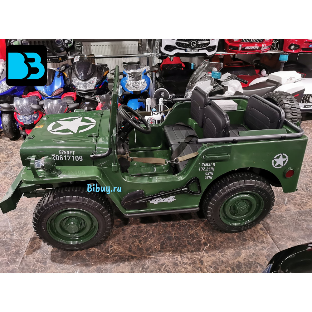 Детский электромобиль джип Jeep Willys 4137 Army green