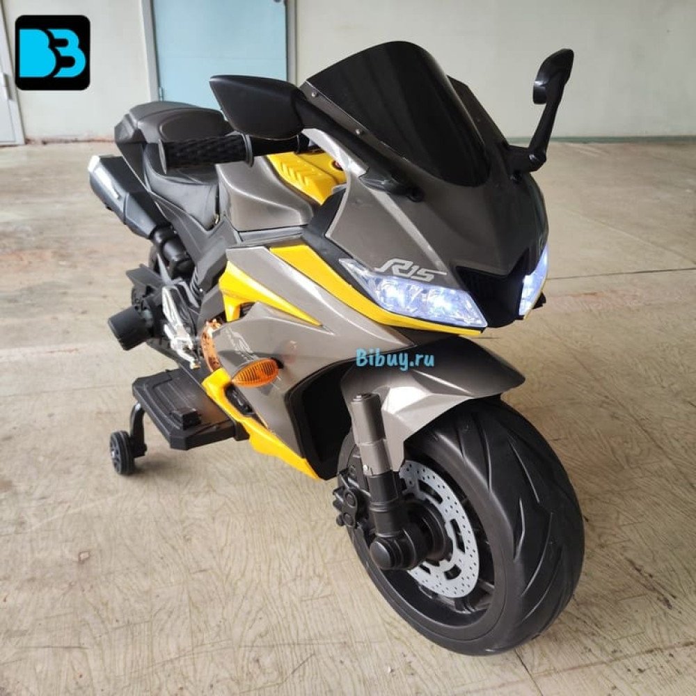 Детский электромобиль мотоцикл Yamaha R15-YELLOW