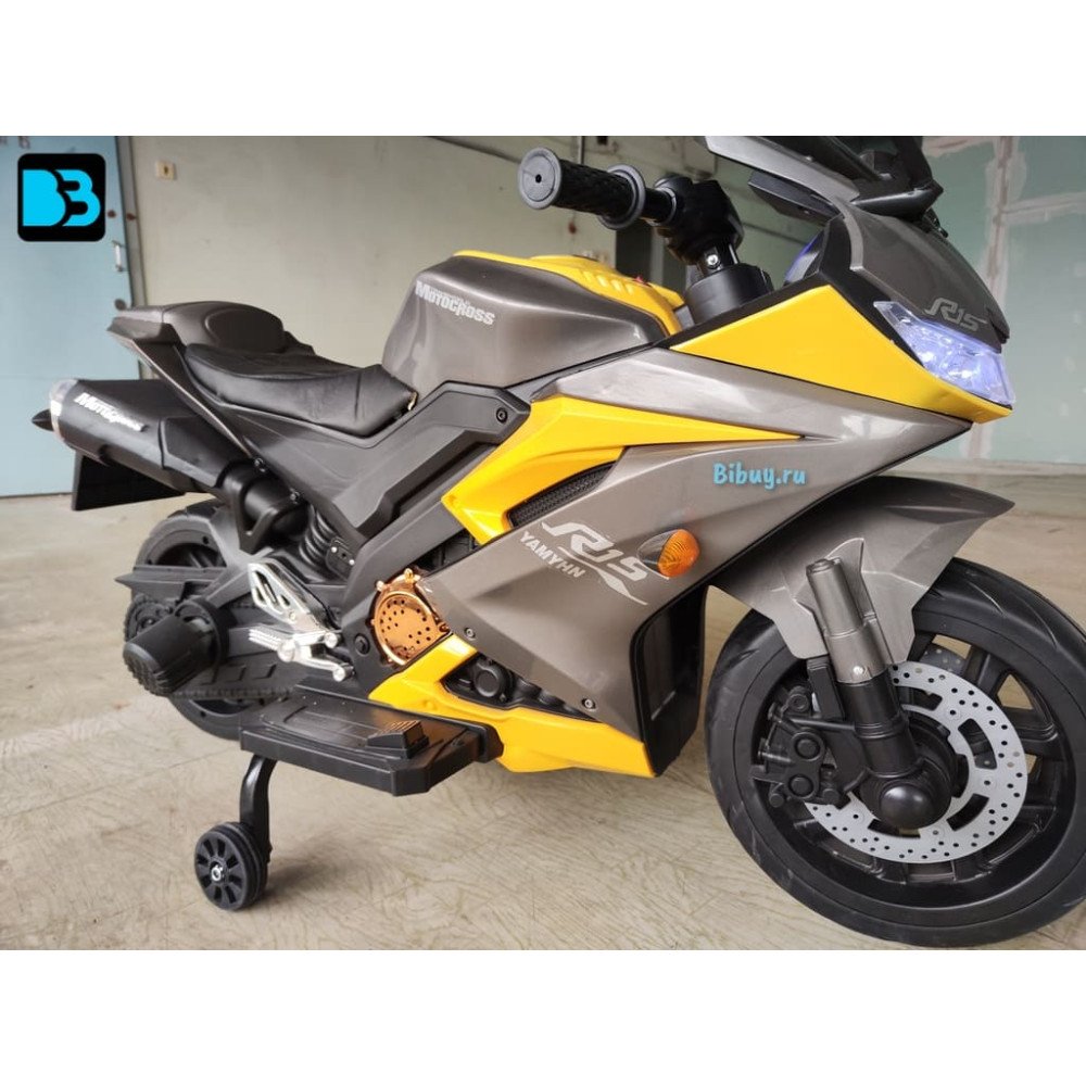 Детский электромобиль мотоцикл Yamaha R15-YELLOW