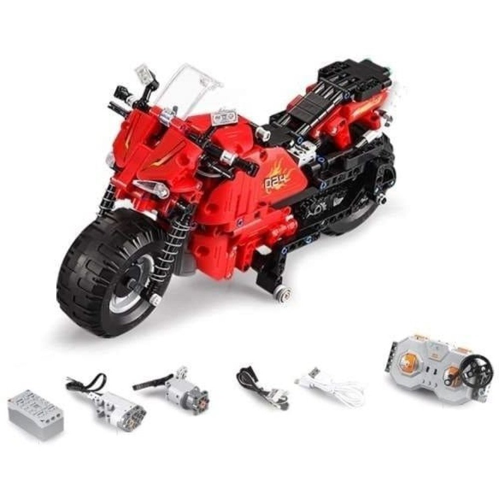 Конструктор радиоуправляемый CADA deTech гоночный мотоцикл (42 см, 2 двигателя, 484 детали) - C51024