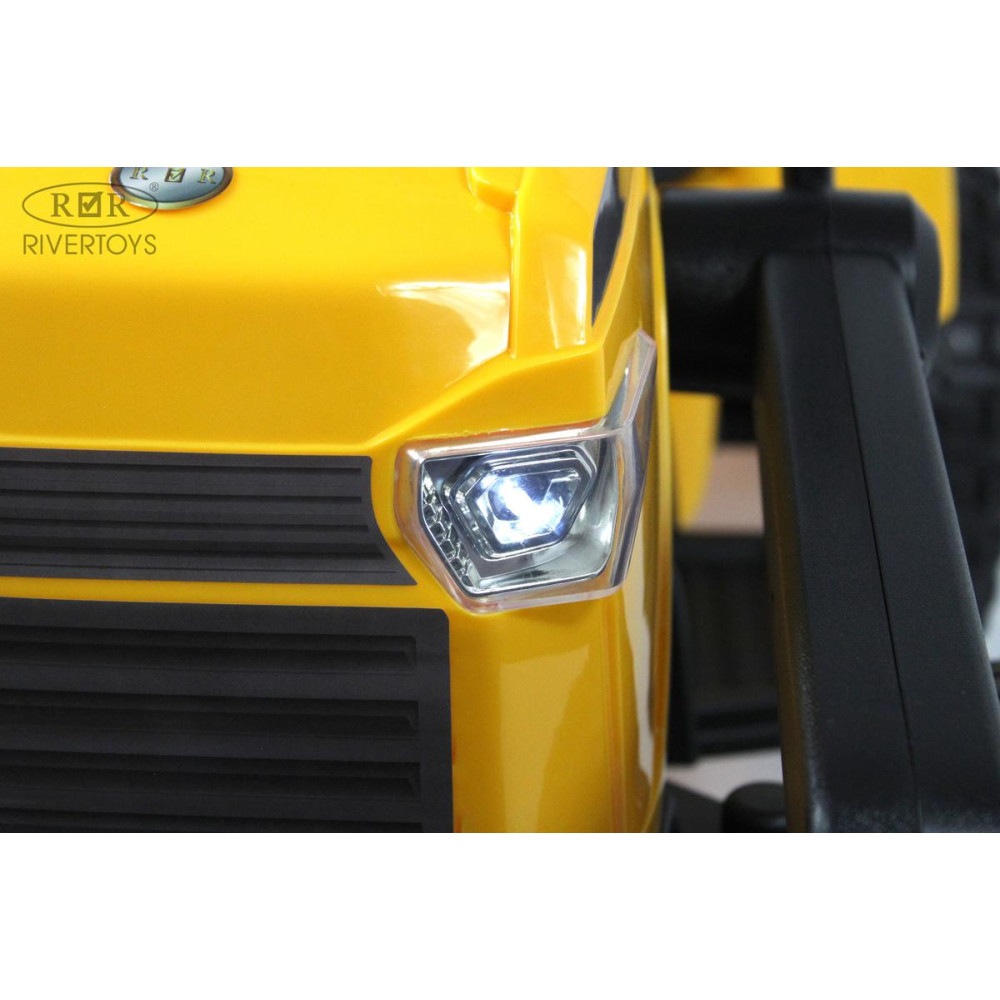 Детский электромобиль трактор-погрузчик T333TT желтый в комплекте с прицепом
