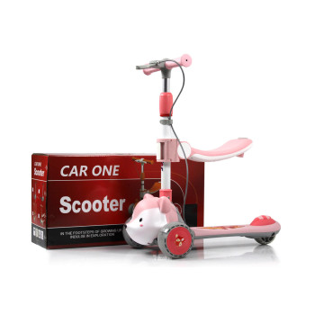 Детский самокат HB-T-66 розовый (лиса)