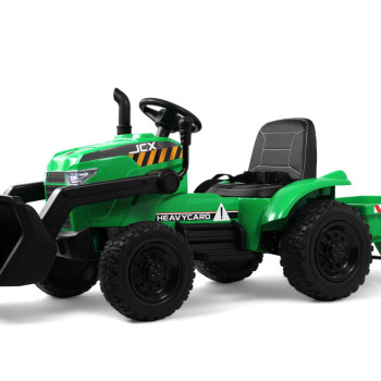 Детский электромобиль трактор-погрузчик T333TT  с прицепом зеленый