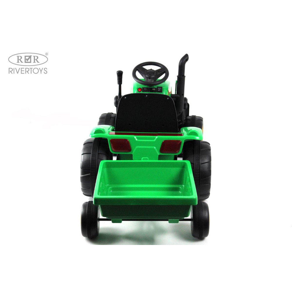 Детский электромобиль трактор-погрузчик с прицепом P222PP зеленый