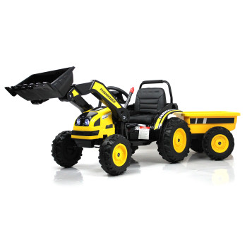 Детский электромобиль трактор-погрузчик с прицепом HL395 жёлтый