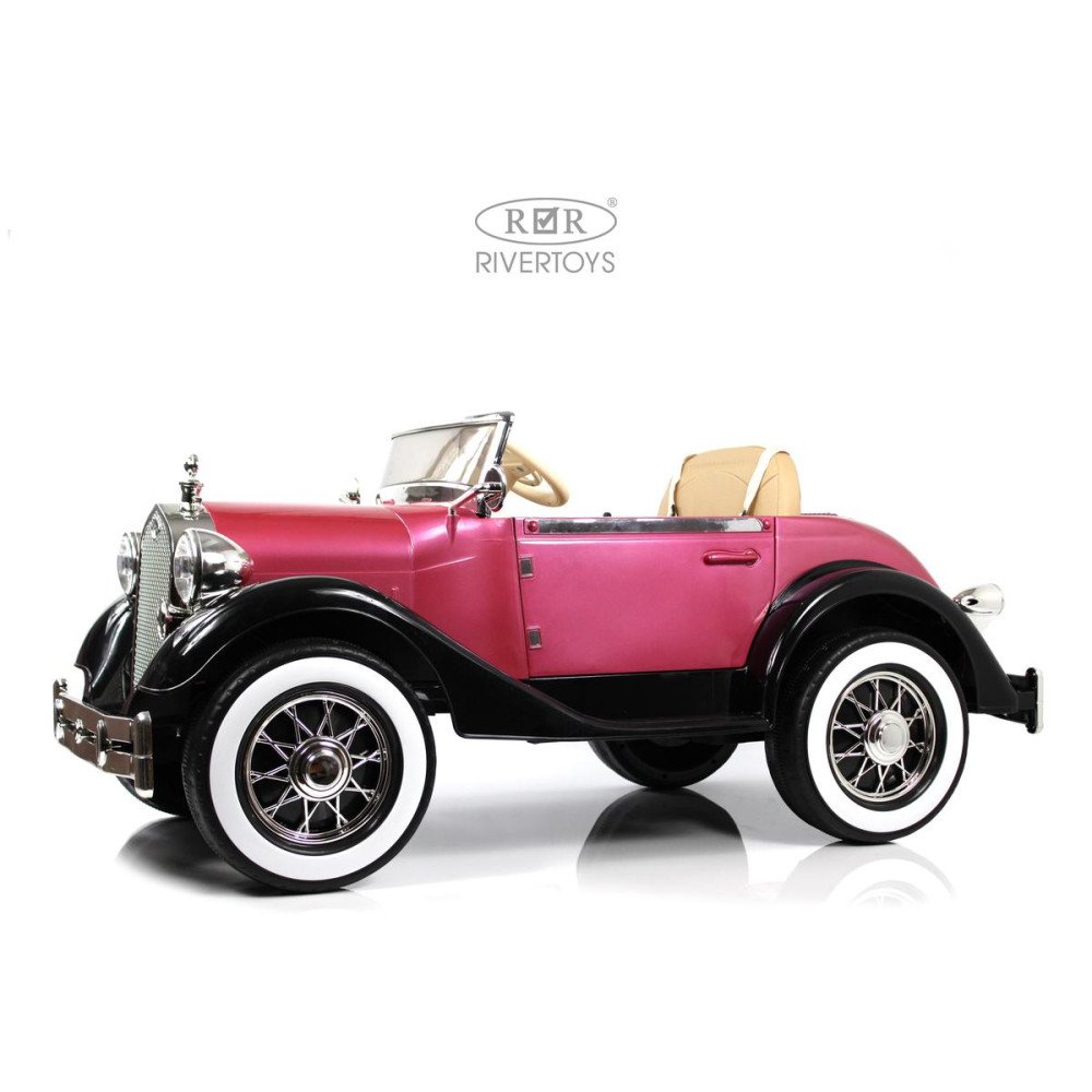 Детский электромобиль ретро X005XX черно-розовый