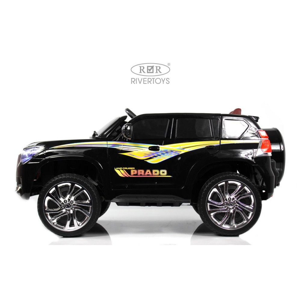 Электромобиль джип Toyota Prado М444БХ черный глянец