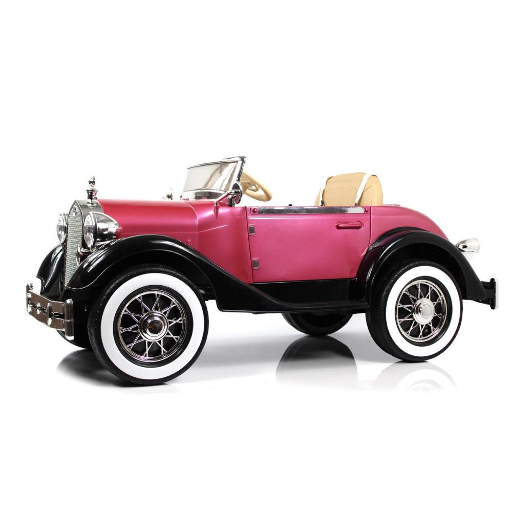 Детский электромобиль ретро X005XX черно-розовый