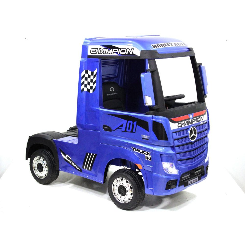 Детский электромобиль Mercedes-Benz Actros 4WD с прицепом (HL358) синий глянец