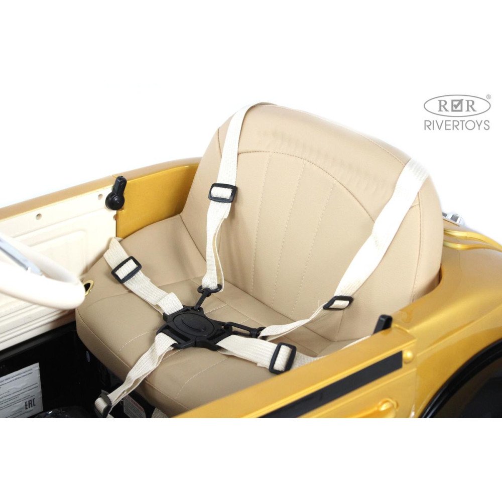 Электромобиль ретро X005XX черно-золотой, полный привод, с пультом