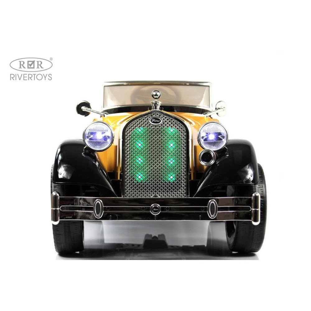 Электромобиль ретро X005XX черно-золотой, полный привод, с пультом