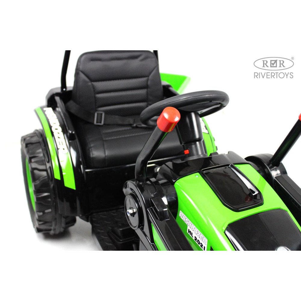 Детская машина трактор-погрузчик с прицепом HL395 зеленый