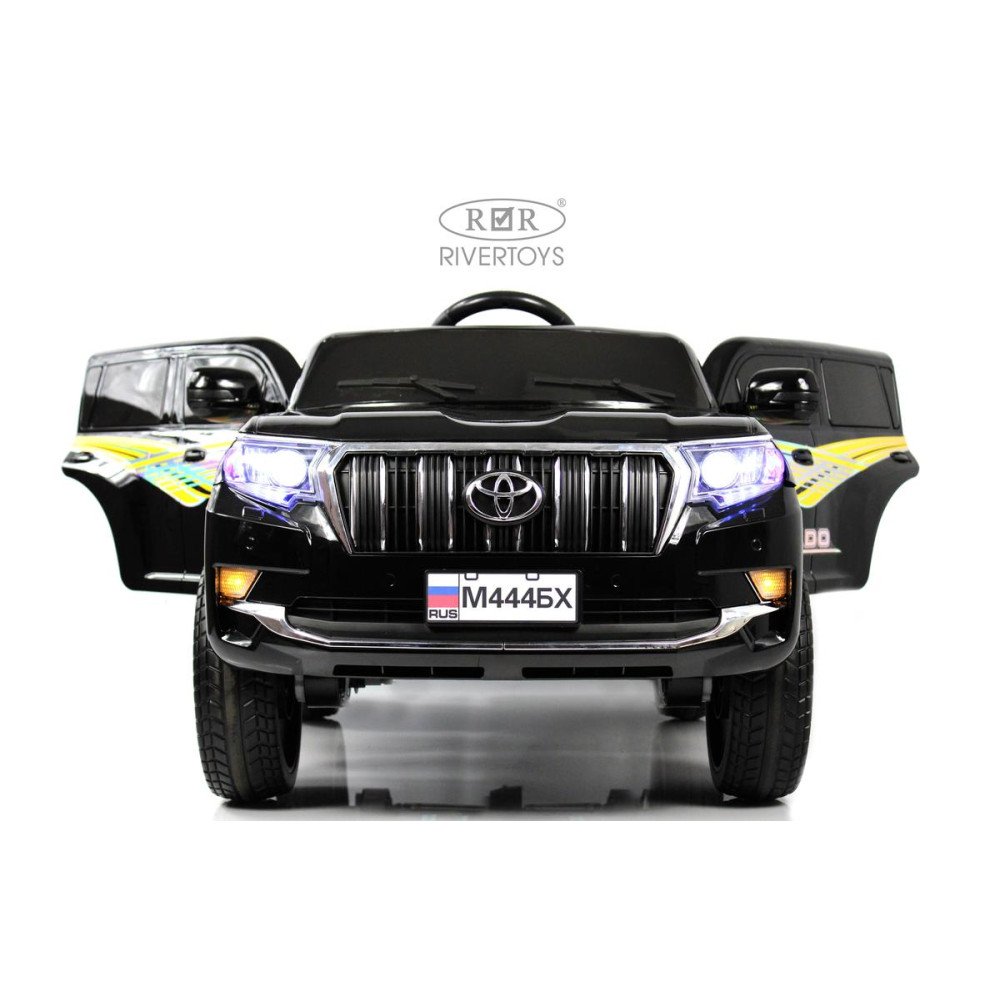 Электромобиль джип Toyota Prado М444БХ черный глянец