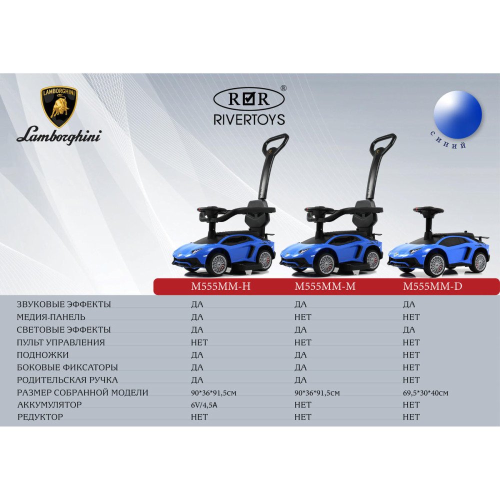 Детский толокар Lamborghini M555MM-M синий