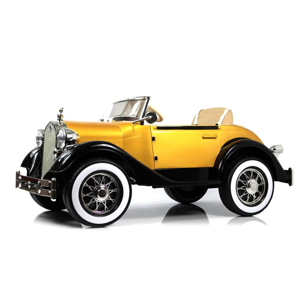 Электромобиль ретро X005XX черно-золотой, полный привод, с пультом