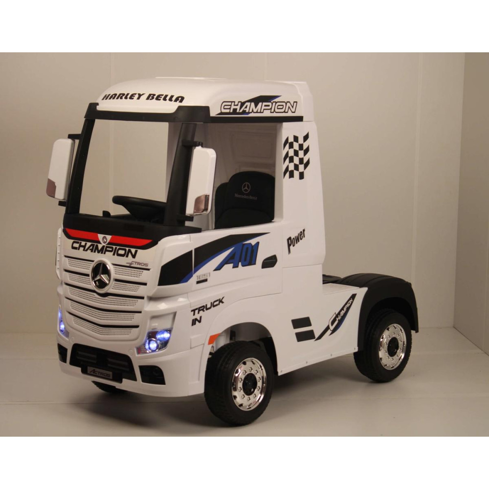 Детский электромобиль фура Mercedes-Benz Actros 4WD с прицепом (HL358) белый