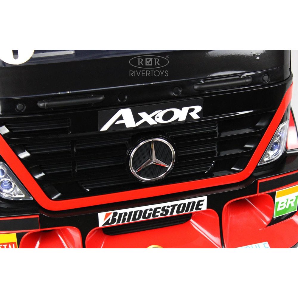 Детский электромобиль фура Mercedes-Benz Axor с прицепом, без крыши (H777HH) красный