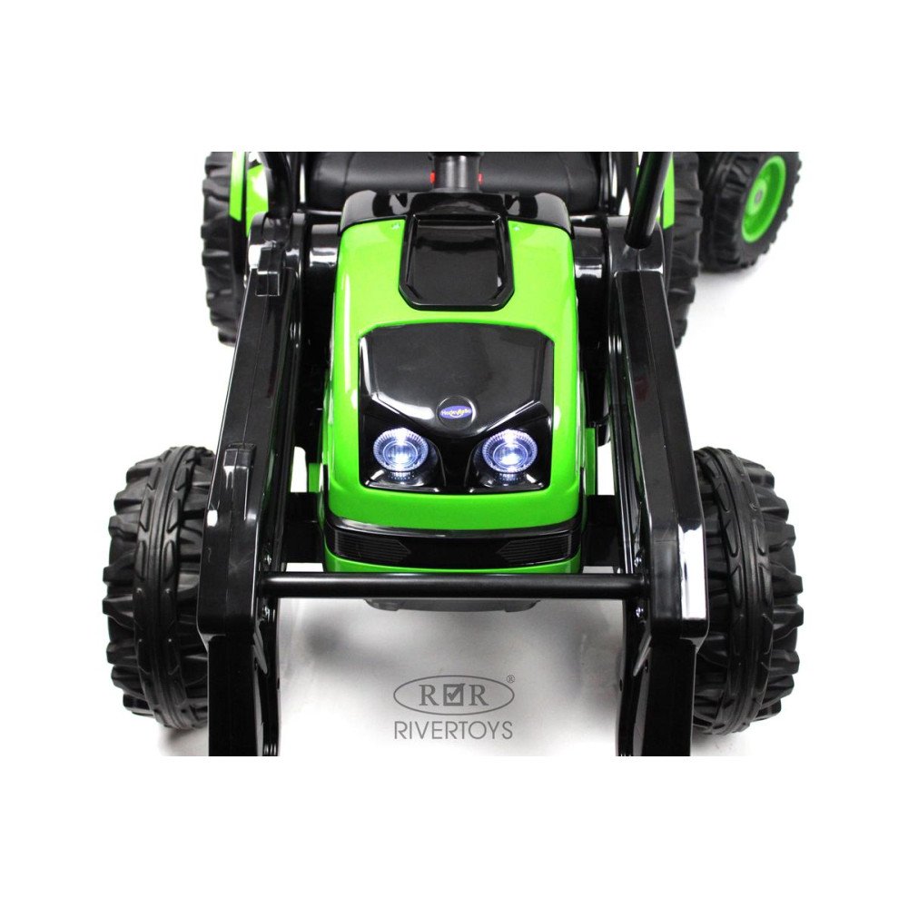 Детская машина трактор-погрузчик с прицепом HL395 зеленый