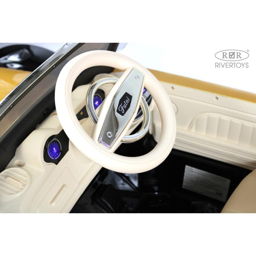 Электромобиль ретро X005XX черно-золотой, полный привод, с пультом