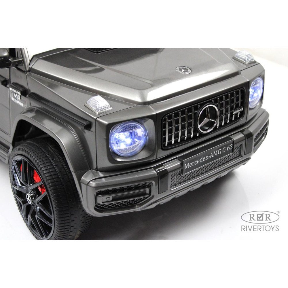 Детский Гелендваген Mercedes-Benz G63 (O111OO) серый глянец, полноприводный