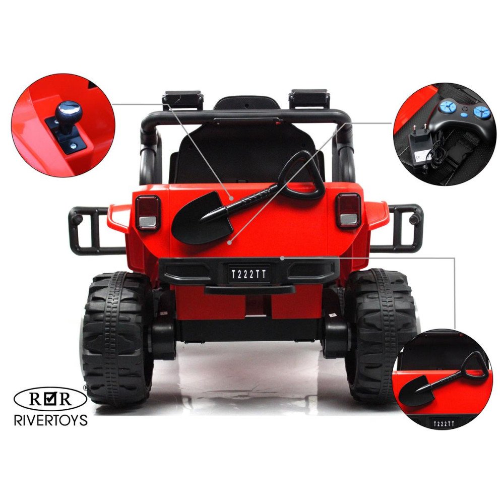 Электромобиль Jeep Wrangler T222TT 4WD красный
