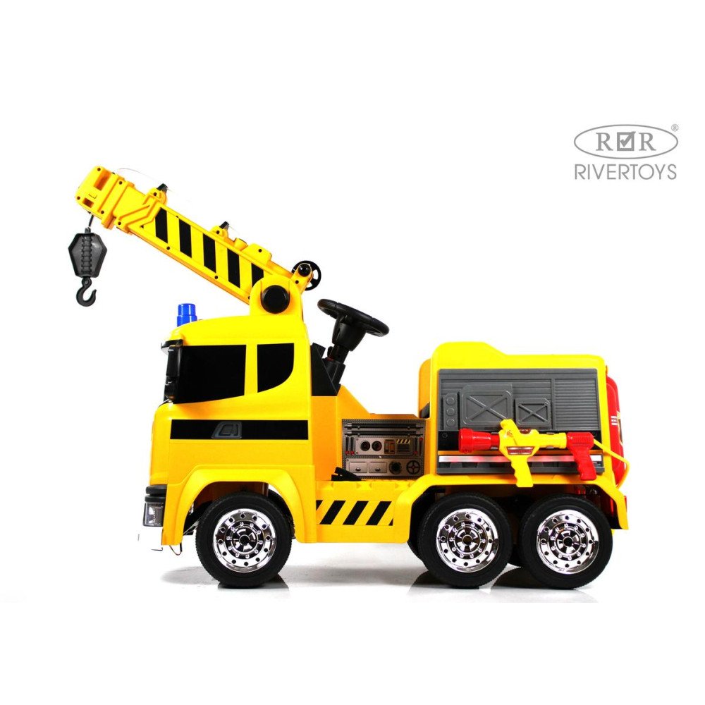 Детский электромобиль G002GG желтый, пожарная машина