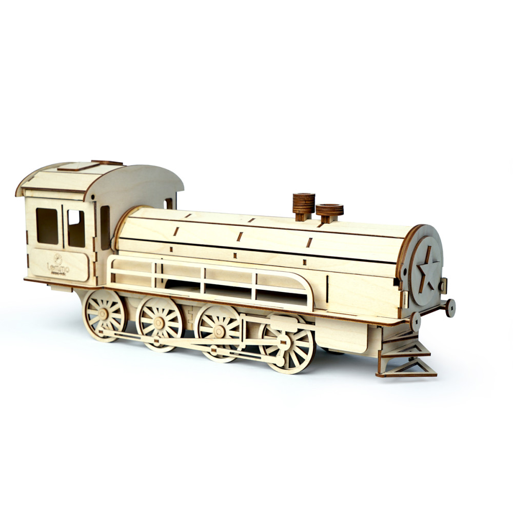 Конструктор 3D деревянный подвижный Lemmo Пенал-Паровоз - 00-23
