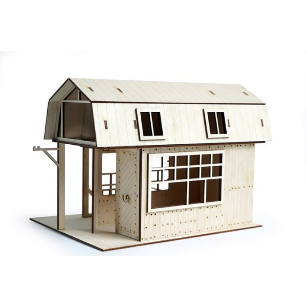 Конструктор 3D деревянный подвижный Lemmo Гараж для трактора - 00-9