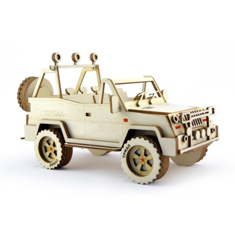 Конструктор 3D деревянный подвижный Lemmo Внедорожник Триал - АВ-2