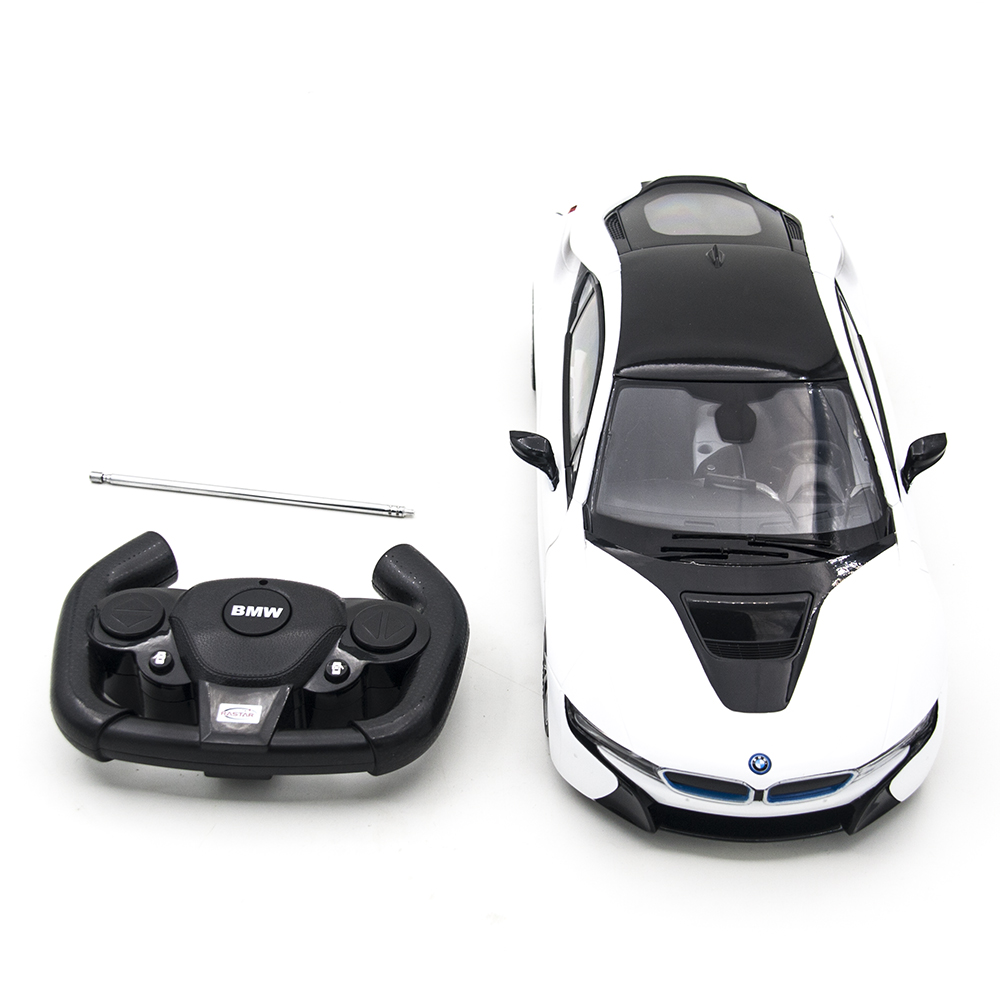 Радиоуправляемая машина Rastar BMW i8 White 1:14 (двери открываеются с  пульта) - RAS-71000-W