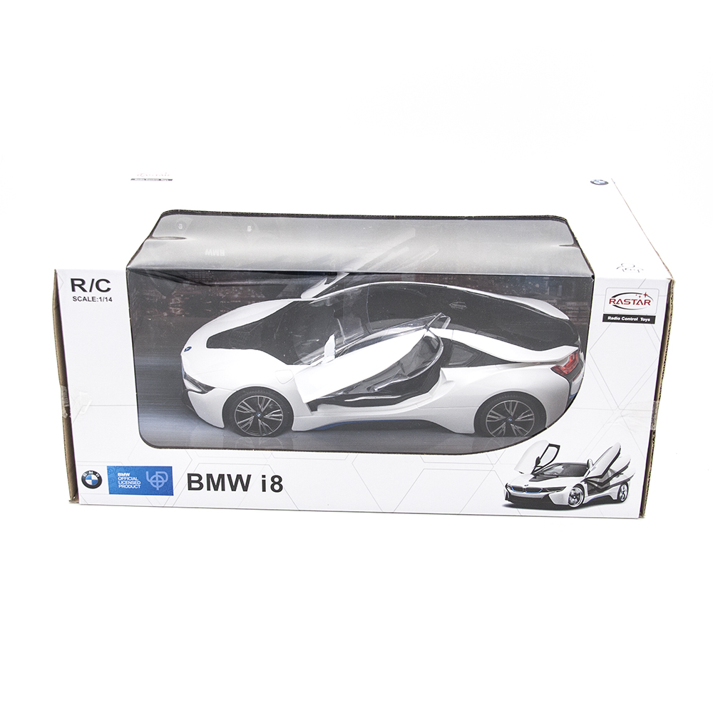 Радиоуправляемая машина Rastar BMW i8 White 1:14 (двери открываеются с  пульта) - RAS-71000-W