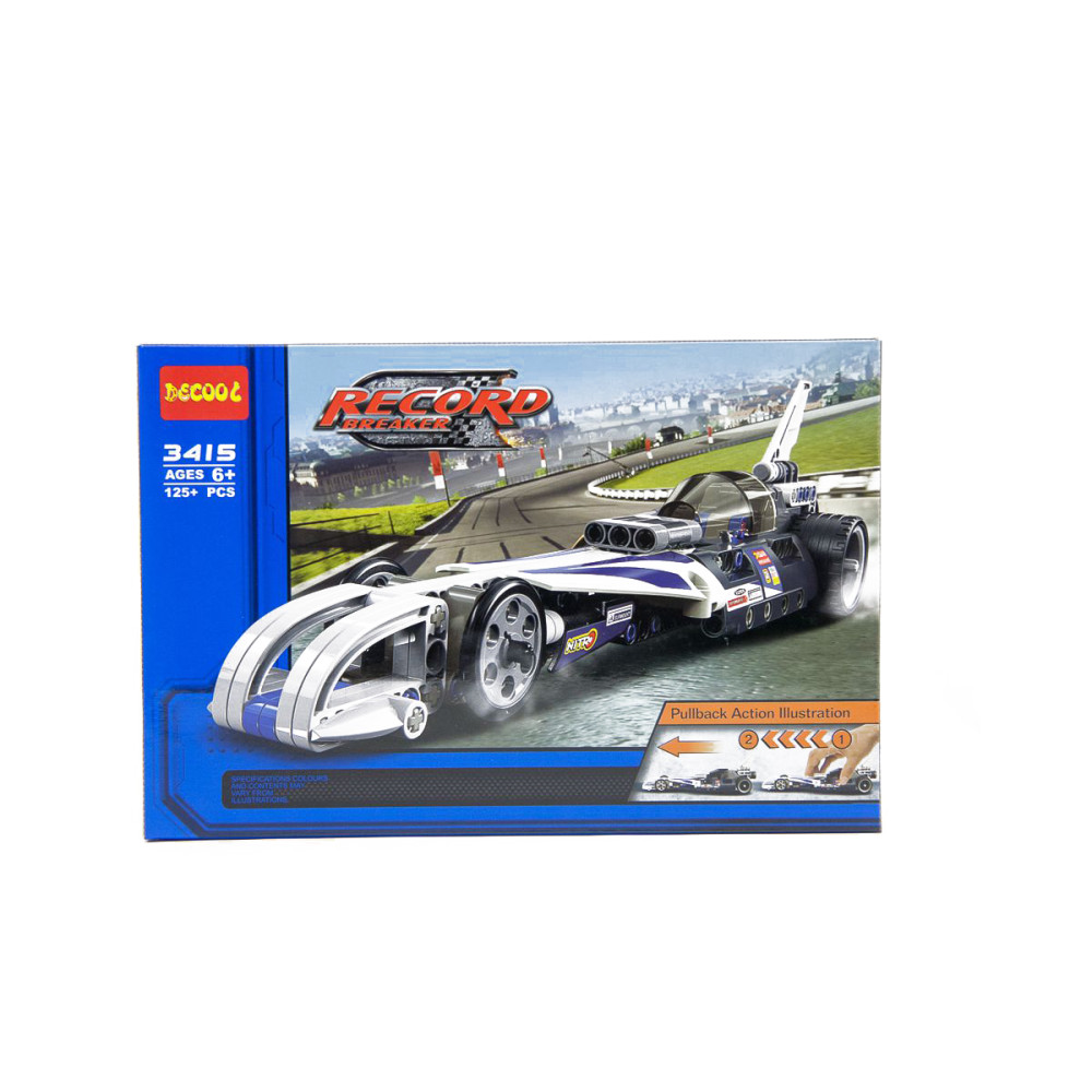 Конструктор DeCool гоночная машина с инерционным механизмом, 125 деталей - DL-3415