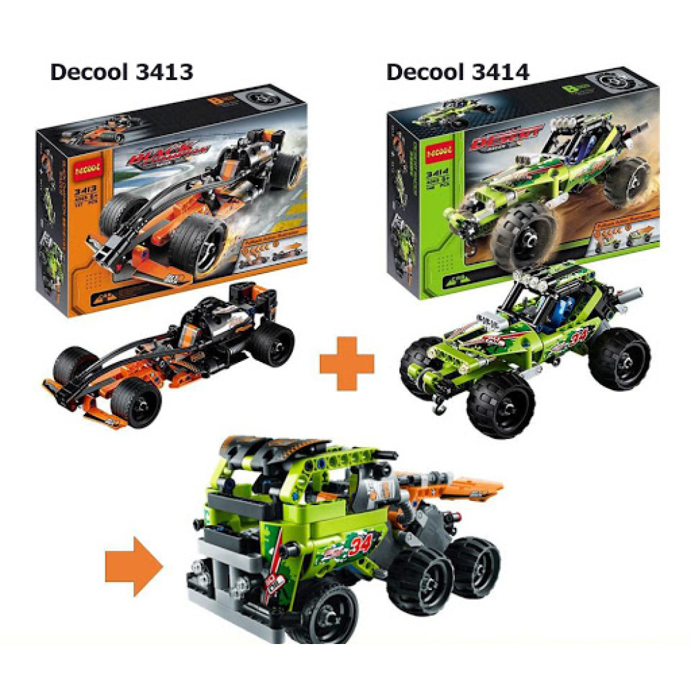 Конструктор DeCool гоночная машина с инерционным механизмом, 137 деталей - DL-3413