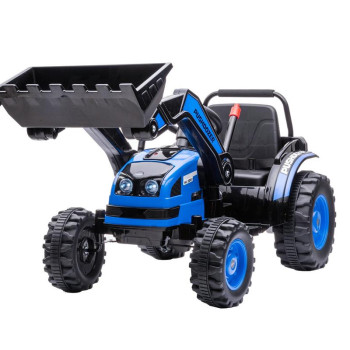 Детская машина трактор с ковшом и пультом управления (синий, 2WD, EVA) - HL389-LUX-BLUE