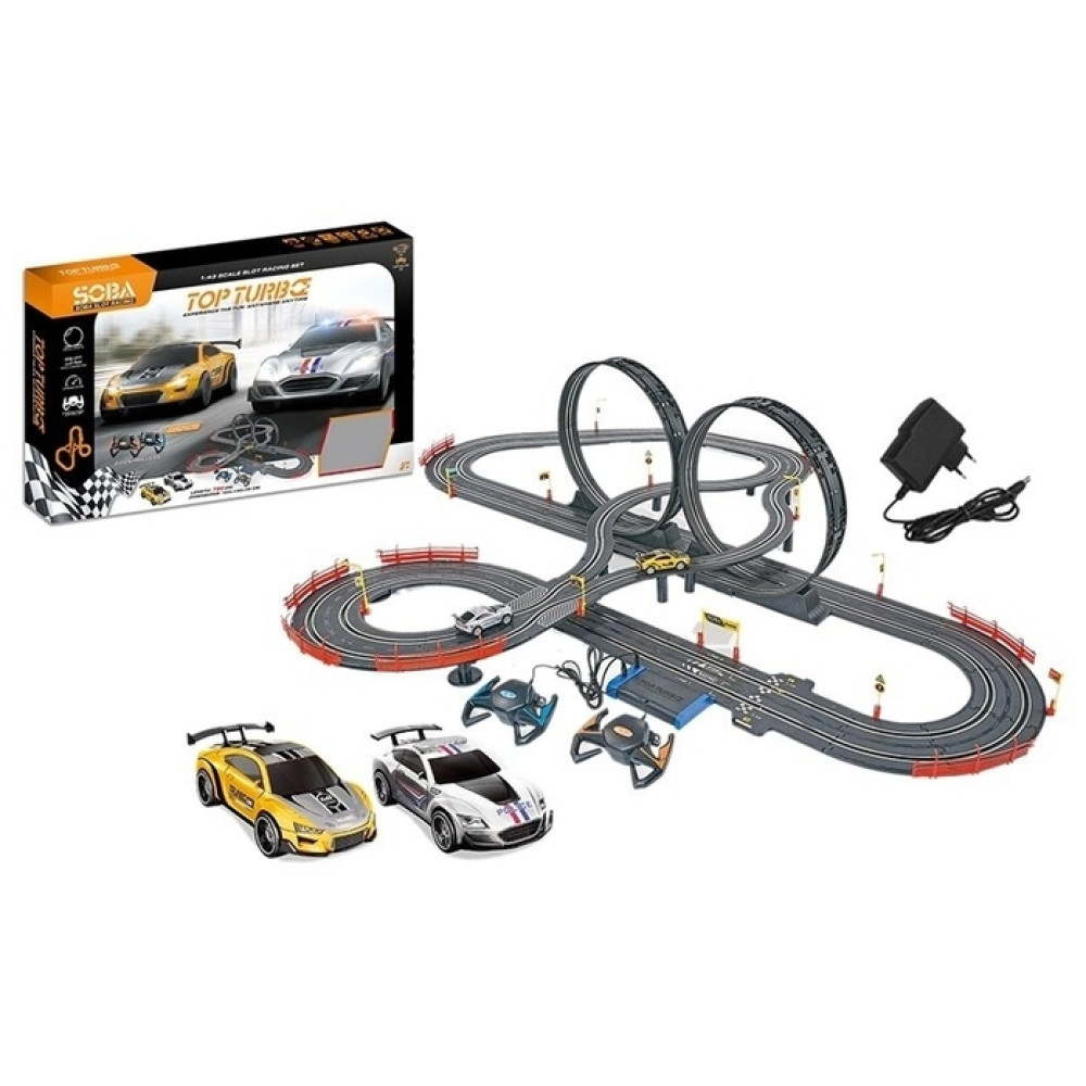 Гоночный автотрек Soba (790 см, 2 машинки на пульте, работает от сети и батареек) - SOBA-A49-10A
