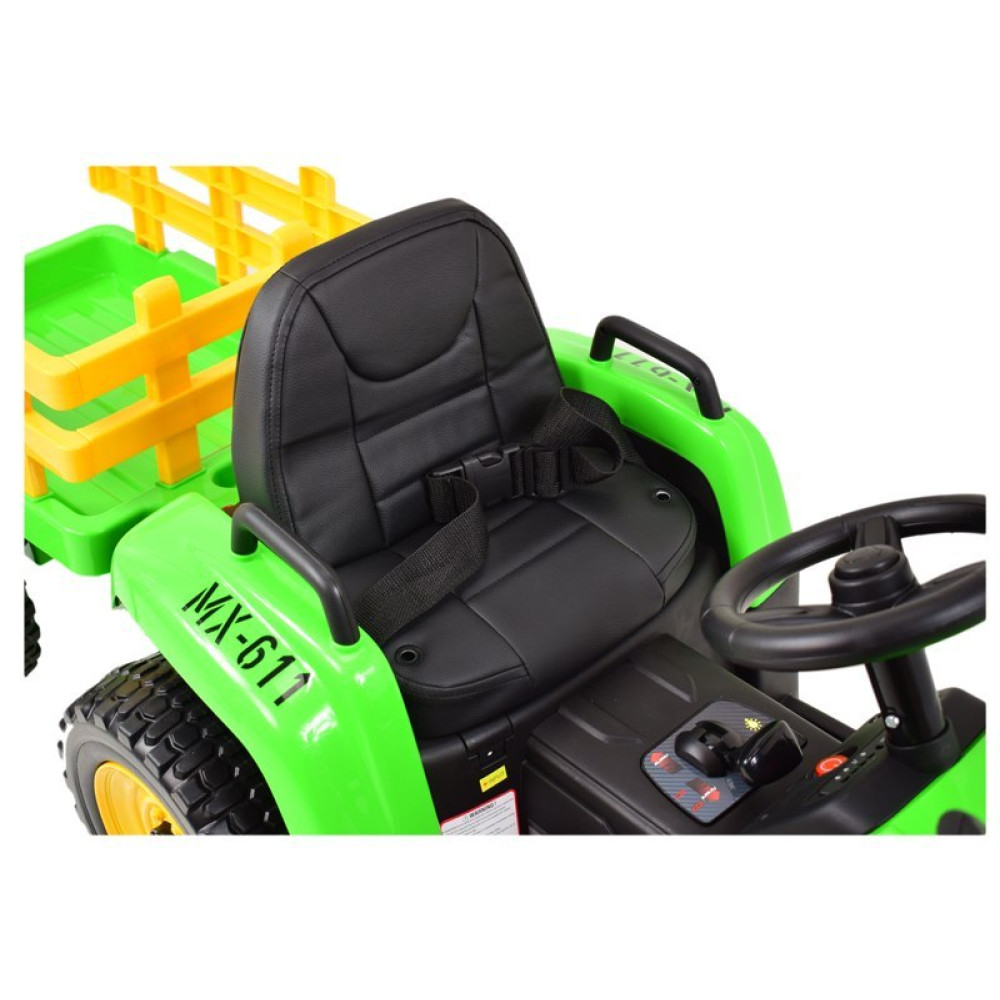 Электромобиль трактор с ковшом и прицепом (зеленый, EVA, пульт, 12V) - XMX611U-GREEN