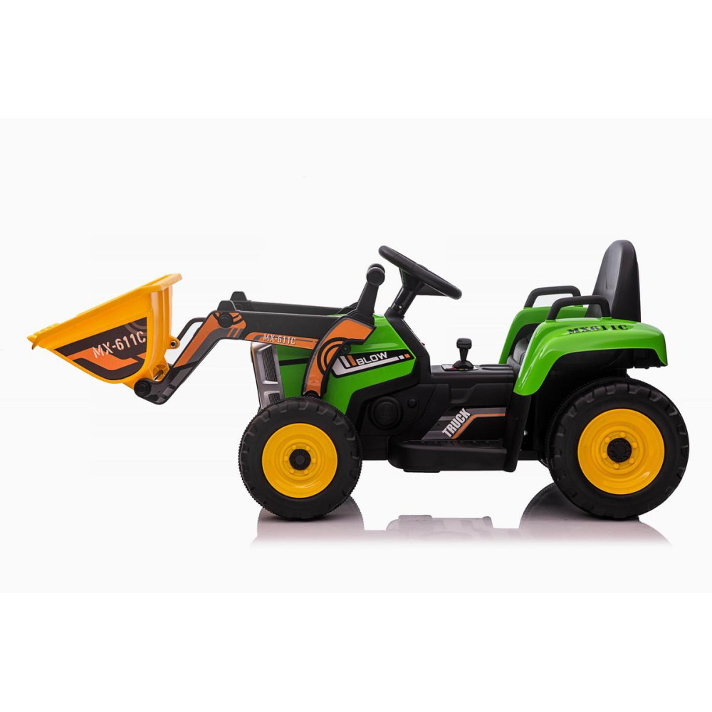 Электромобиль трактор с ковшом и прицепом (зеленый, EVA, пульт, 12V) - XMX611U-GREEN